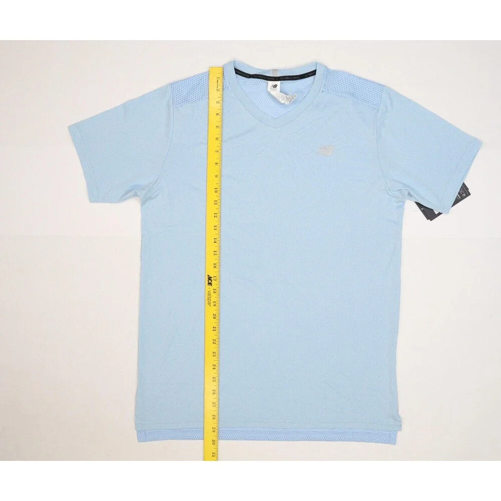New Balance Shirt Mens Large Blue Athletic 5K REV SS Recycled Polyester Running - Picture 2 of 12